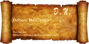 Dohos Nándor névjegykártya
